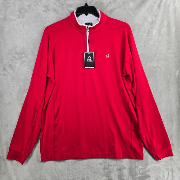 Deolax Golf Pullover Long Sleeve 1/4 Zip Athletic Training Top Red XL - Picture 1 of 9